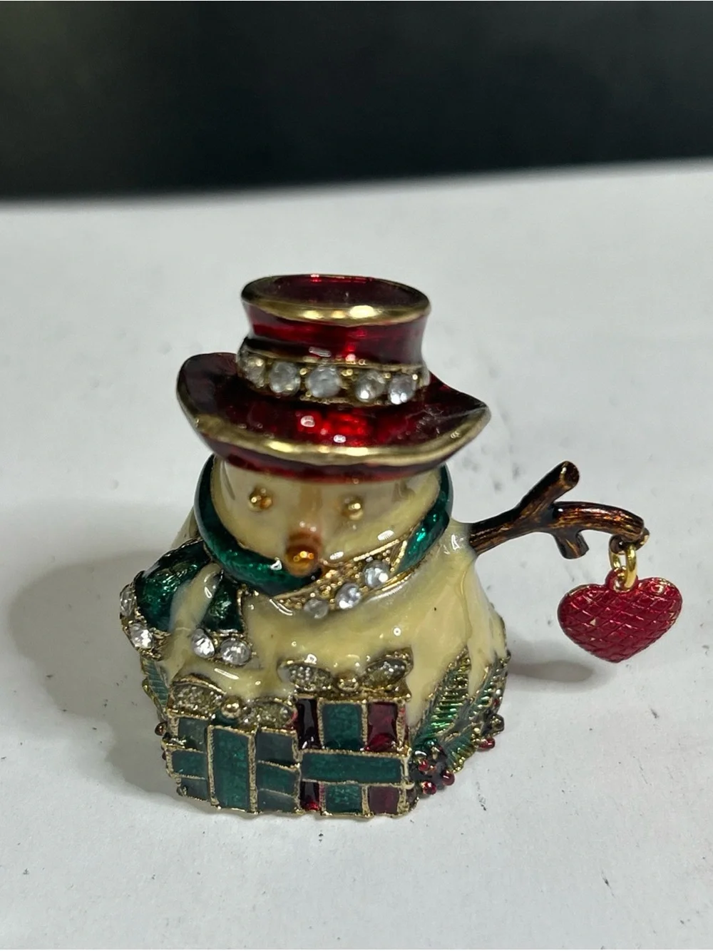 Monet Christmas snowman trinket ornament 2”